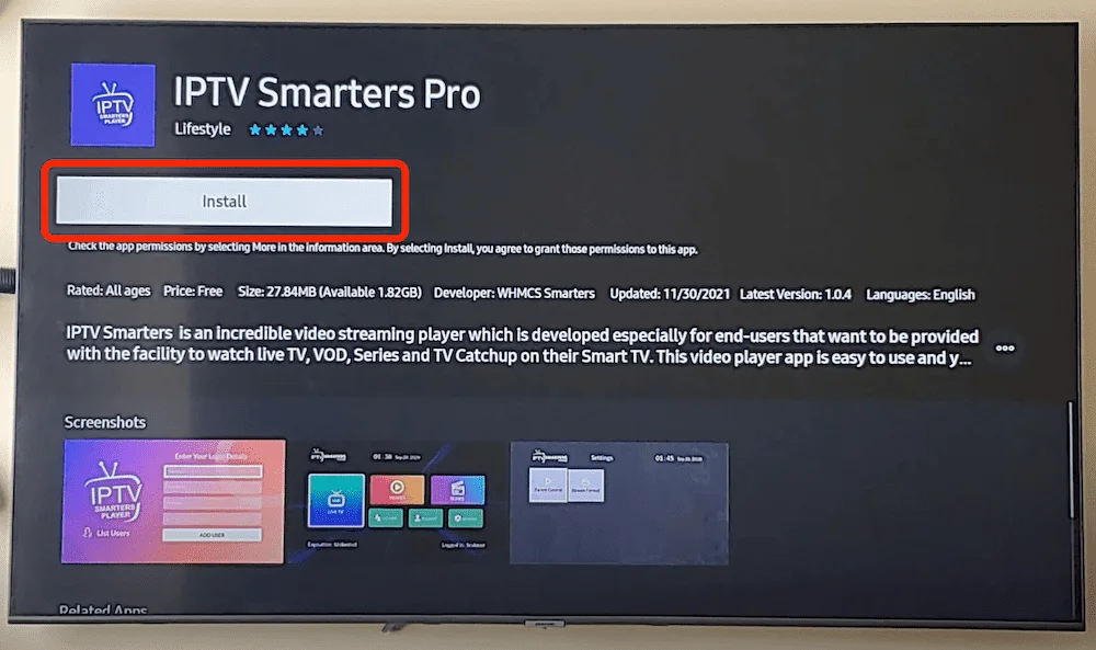 Install IPTV app - IPTV Smarters Pro on Samsung TV